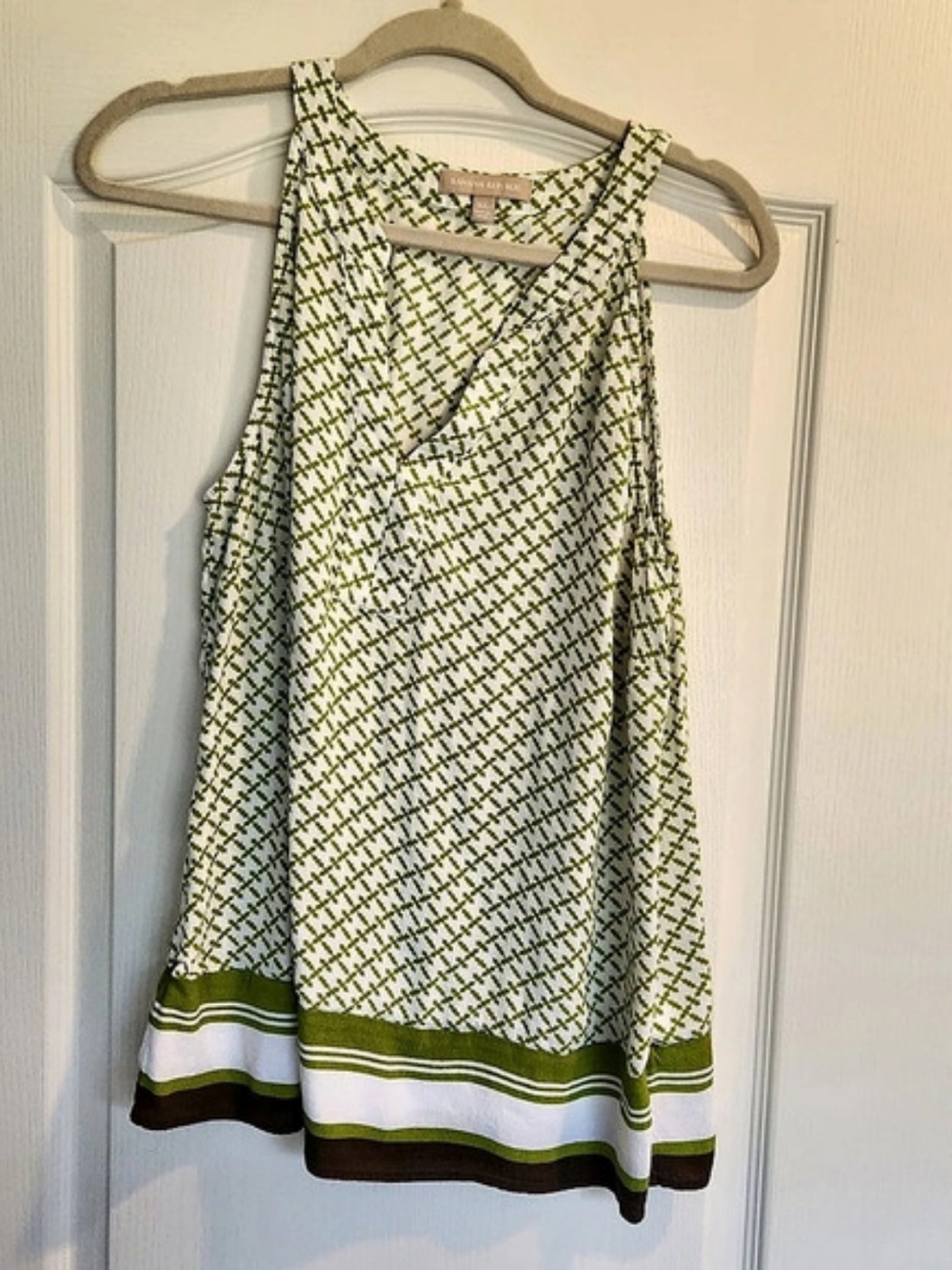 Banana Republic Green & White Geometric Mini Dress Size XL
